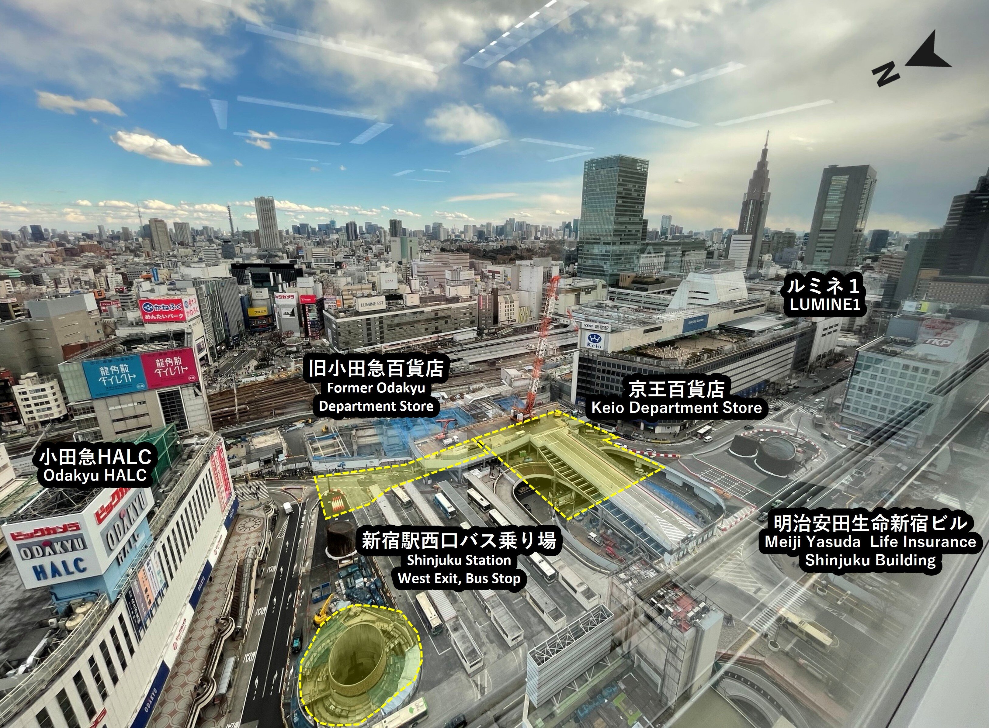 西口広場躯体関連工事の範囲図